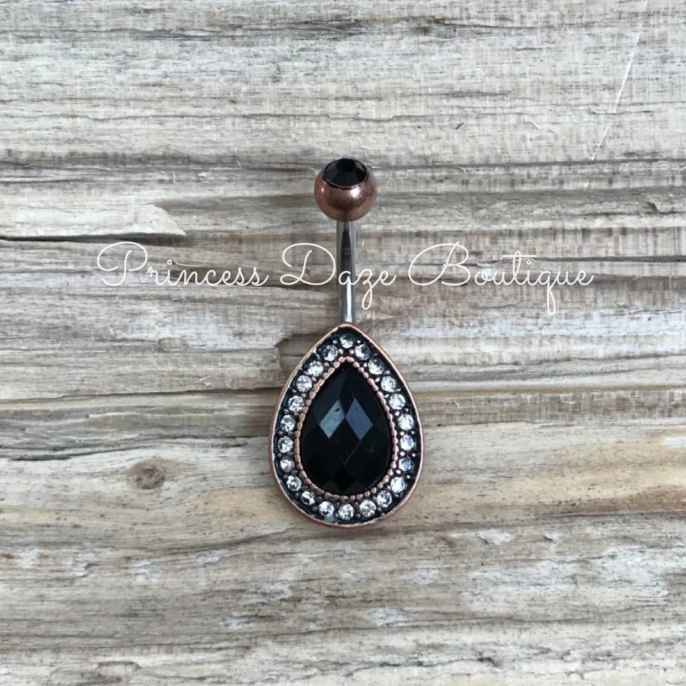 Rose Gold‎ Gatsby Teardrop Belly Button Ring
